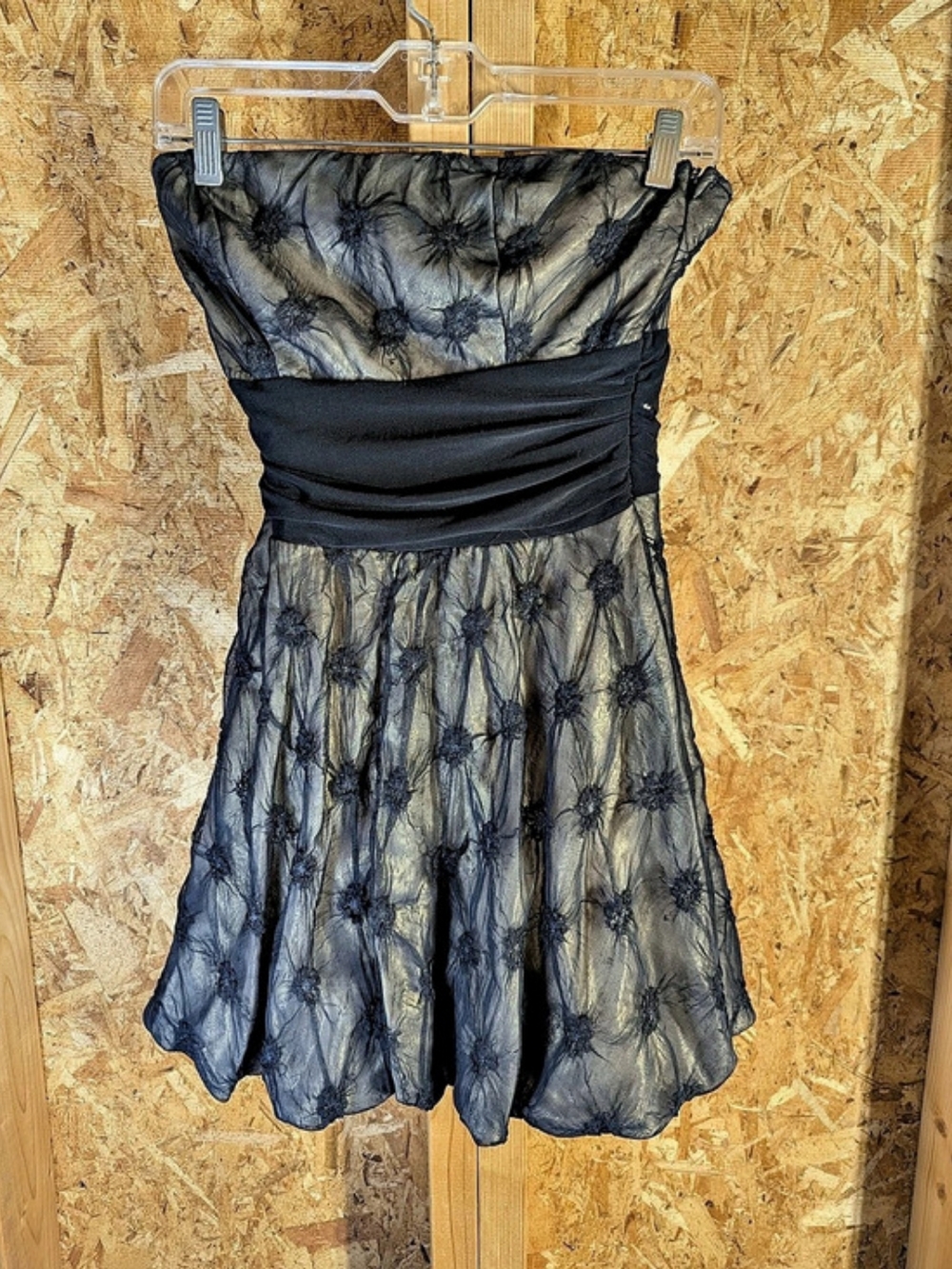 Floral Strapless Mini Dress in Black & Blue Like New